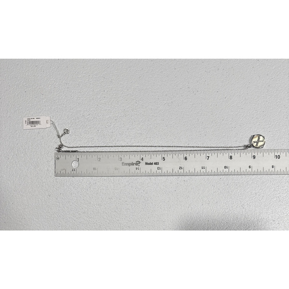 Kendra Scott Letter "X" Disc Pendant Necklace Rhodium Black Mother-Of-Pearl - Picture 6 of 7